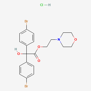 molecular formula C20H22Br2ClNO4 B12751873 Benzeneacetic acid, 4-bromo-alpha-(4-bromophenyl)-alpha-hydroxy-, 2-(4-morpholinyl)ethyl ester, hydrochloride CAS No. 134871-15-1