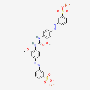 molecular formula C27H22Li2N6O9S2 B12751925 Benzenesulfonic acid, 3,3'-(carbonylbis(imino(3-methoxy-4,1-phenylene)azo))bis-, dilithium salt CAS No. 76530-23-9
