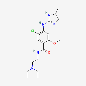 molecular formula C18H28ClN5O2 B12751952 N-(2-Diethylaminoethyl)-2-methoxy-4-(4,5-dihydro-4-methylimidazol-2-ylamino)-5-chlorobenzamide CAS No. 132445-22-8