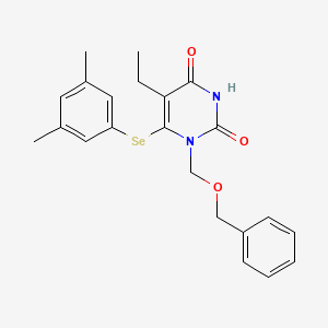 molecular formula C22H24N2O3Se B12751971 2,4(1H,3H)-Pyrimidinedione, 6-((3,5-dimethylphenyl)seleno)-5-ethyl-1-((phenylmethoxy)methyl)- CAS No. 172256-05-2