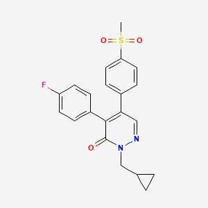 molecular formula C21H19FN2O3S B12751983 2-(cyclopropylmethyl)-4-(4-fluorophenyl)-5-(4-methylsulfonylphenyl)pyridazin-3-one CAS No. 213763-92-9