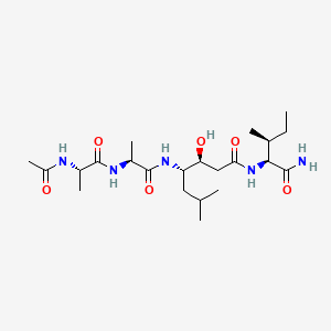 molecular formula C22H41N5O6 B12752068 L-Alaninamide, N-acetyl-L-alanyl-N-(4-((1-(aminocarbonyl)-2-methylbutyl)amino)-2-hydroxy-1-(2-methylpropyl)-4-oxobutyl)-, (1S-(1R*,2R*,4(1R*,2R*)))- CAS No. 133683-31-5