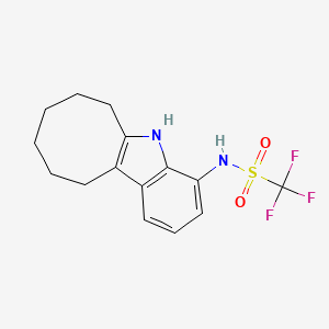 molecular formula C15H17F3N2O2S B12752132 Methanesulfonamide, N-(6,7,8,9,10,11-hexahydro-5H-cyclooct(b)indol-4-yl)-1,1,1-trifluoro- CAS No. 114991-56-9