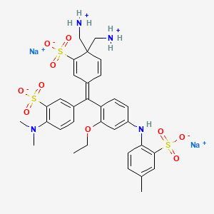 molecular formula C32H37N4Na2O10S3+ B12752186 Dihydrogen (4-((4-(dimethylamino)-3-sulphonatophenyl)(2-ethoxy-4-(2-sulphonato-p-toluidino)phenyl)methylene)-2-sulphonatocyclohexa-2,5-dien-1-ylidene)dimethylammonium, disodium salt CAS No. 94135-52-1