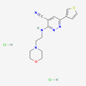 molecular formula C15H19Cl2N5OS B12752193 4-Pyridazinecarbonitrile, 3-((2-(4-morpholinyl)ethyl)amino)-6-(3-thienyl)-, dihydrochloride CAS No. 94011-24-2