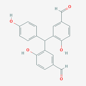 molecular formula C21H16O5 B127522 3-[(5-Formyl-2-hydroxyphenyl)-(4-hydroxyphenyl)methyl]-4-hydroxybenzaldehyde CAS No. 235106-86-2