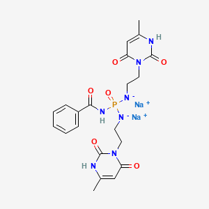 molecular formula C21H24N7Na2O6P B12752206 Benzamide, N-(bis(2-(2,6-dioxo-4-methyl-1,2,3,6-tetrahydro-1-pyrimidinyl)ethyl)phosphinyl)-, disodium salt CAS No. 84295-09-0