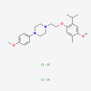 molecular formula C23H34Cl2N2O3 B12752219 Phenol, 4-(2-(4-(4-methoxyphenyl)-1-piperazinyl)ethoxy)-2-methyl-5-(1-methylethyl)-, dihydrochloride CAS No. 103840-38-6
