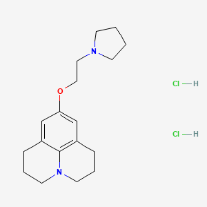 molecular formula C18H28Cl2N2O B12752240 1H,5H-Benzo(ij)quinolizine, 2,3,6,7-tetrahydro-9-(2-(1-pyrrolidinyl)ethoxy)-, dihydrochloride CAS No. 130260-16-1