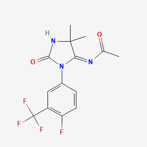 molecular formula C14H13F4N3O2 B12752258 Acetamide, N-(3-(4-fluoro-3-trifluoromethylphenyl)-5,5-dimethyl-2-oxo-4-imidazolidinylidene)- CAS No. 92668-63-8