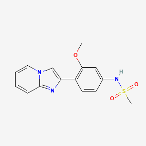 molecular formula C15H15N3O3S B12752268 Methanesulfonamide, N-(4-imidazo(1,2-a)pyridin-2-yl-3-methoxyphenyl)- CAS No. 104691-59-0