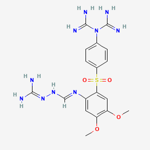 molecular formula C18H24N10O4S B12752289 Imidodicarbonimidic diamide, N-(4-((2-((((aminoiminomethyl)amino)iminomethyl)amino)-4,5-dimethoxyphenyl)sulfonyl)phenyl)- CAS No. 109351-14-6