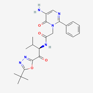 molecular formula C23H28N6O4 B12752302 Freselestat, (R)- CAS No. 208848-13-9