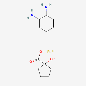 molecular formula C12H22N2O3Pt B12752336 Platinum, (1,2-cyclohexanediammine-N,N')(1-hydroxycyclopentanecarboxylato(2-))-, (SP-4-3)- CAS No. 135270-93-8