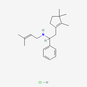 molecular formula C21H32ClN B12752338 Benzenemethanamine, N-(3-methyl-2-butenyl)-alpha-((2,3,3-trimethyl-1-cyclopenten-1-yl)methyl)-, hydrochloride CAS No. 148129-87-7