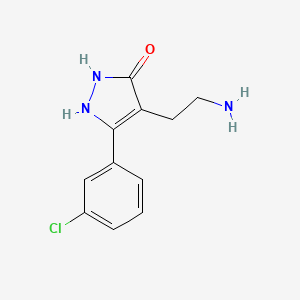 molecular formula C11H12ClN3O B1275240 4-(2-氨基乙基)-5-(3-氯苯基)-1,2-二氢-3H-吡唑-3-酮 CAS No. 881040-96-6