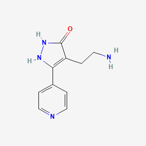 molecular formula C10H12N4O B1275241 4-(2-Aminoethyl)-5-pyridin-4-yl-1,2-dihydropyrazol-3-one CAS No. 881040-98-8