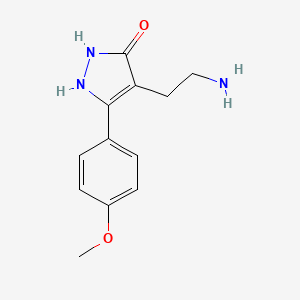 molecular formula C12H15N3O2 B1275242 4-(2-aminoethyl)-5-(4-methoxyphenyl)-1,2-dihydro-3H-pyrazol-3-one CAS No. 878208-79-8