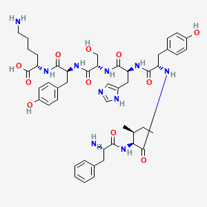 molecular formula C48H64N10O11 B12752449 H-Phe-ile-tyr-his-ser-tyr-lys-OH CAS No. 78107-95-6