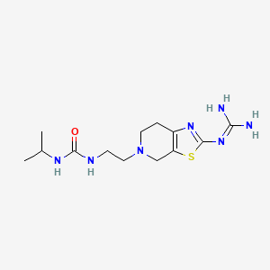 molecular formula C13H23N7OS B12752474 Urea, N-(2-(2-((aminoiminomethyl)amino)-6,7-dihydrothiazolo(5,4-c)pyridin-5(4H)-yl)ethyl)-N'-(1-methylethyl)- CAS No. 118618-56-7