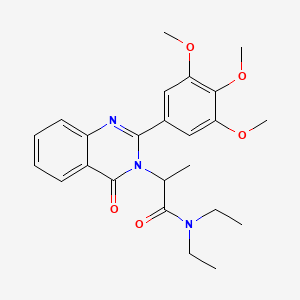 molecular formula C24H29N3O5 B12752490 N,N-Diethyl-alpha-methyl-4-oxo-2-(3,4,5-trimethoxyphenyl)-3(4H)-quinazolineacetamide CAS No. 83408-97-3