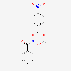 molecular formula C16H14N2O6 B12752558 Benzamide, N-(acetyloxy)-N-((4-nitrophenyl)methoxy)- CAS No. 139259-98-6