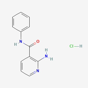 molecular formula C12H12ClN3O B12752615 Nicotinamide, 2-amino-N-phenyl-, hydrochloride CAS No. 51071-57-9