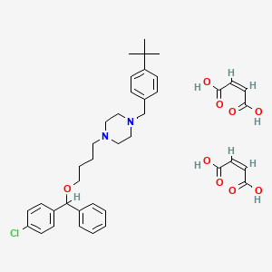 molecular formula C40H49ClN2O9 B12752636 Piperazine, 1-(p-(tert-butyl)benzyl)-4-(4-(alpha-(p-chlorophenyl)benzyloxy)butyl)-, dimaleate CAS No. 23941-05-1