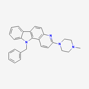 molecular formula C27H26N4 B12752689 11H-Pyrido(3,2-a)carbazole, 3-(4-methyl-1-piperazinyl)-11-(phenylmethyl)- CAS No. 127040-55-5