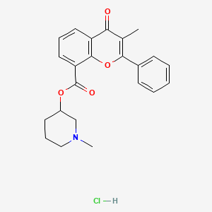 molecular formula C23H24ClNO4 B12752726 N-Methyl-3-piperidinyl 3-methylflavone-8-carboxylate hydrochloride CAS No. 86433-34-3