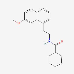 molecular formula C20H25NO2 B12752744 Cyclohexanecarboxamide, N-(2-(7-methoxy-1-naphthalenyl)ethyl)- CAS No. 138113-02-7