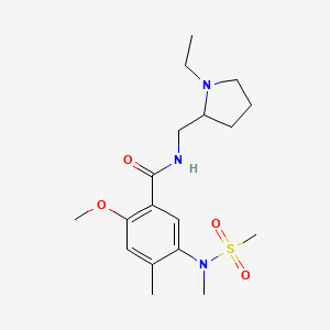 molecular formula C18H29N3O4S B12752805 N-((1-Ethyl-2-pyrrolidinyl)methyl)-2-methoxy-4-methyl-5-(N-methylmethanesulfonamido)benzamide CAS No. 90763-19-2