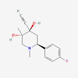 molecular formula C15H18FNO2 B12752811 3,4-Piperidinediol, 1,3-dimethyl-4-ethynyl-6-(4-fluorophenyl)-, (3-alpha,4-beta,6-beta)- CAS No. 120729-81-9