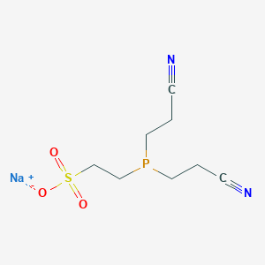 molecular formula C8H12N2NaO3PS B12752831 Ethanesulfonic acid, 2-[bis(2-cyanoethyl)phosphino]-, sodium salt CAS No. 64225-42-9