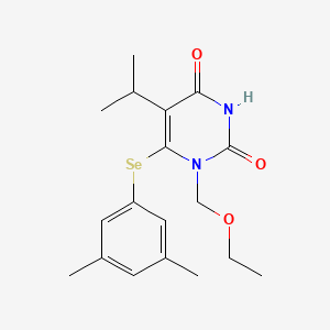 molecular formula C18H24N2O3Se B12752880 2,4(1H,3H)-Pyrimidinedione, 6-((3,5-dimethylphenyl)seleno)-1-(ethoxymethyl)-5-(1-methylethyl)- CAS No. 172256-08-5