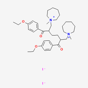 molecular formula C38H58I2N2O4 B12752883 1H-Azepinium, 1,1'-(2,5-bis(4-ethoxybenzoyl)-1,6-hexanediyl)bis(hexahydro-1-methyl-, diiodide CAS No. 88233-59-4