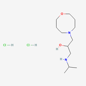 molecular formula C12H28Cl2N2O2 B12752905 Tetrahydro-alpha-(((1-methylethyl)amino)methyl)-2H-1,5-oxazocine-5(6H)-ethanol dihydrochloride CAS No. 104317-86-4