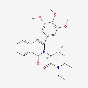 molecular formula C26H33N3O5 B12752914 N,N-Diethyl-alpha-(1-methylethyl)-4-oxo-2-(3,4,5-trimethoxyphenyl)-3(4H)-quinazolineacetamide CAS No. 83408-96-2