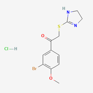 molecular formula C12H14BrClN2O2S B12752923 Ethanone, 1-(3-bromo-4-methoxyphenyl)-2-((4,5-dihydro-1H-imidazol-2-yl)thio)-, monohydrochloride CAS No. 160518-35-4