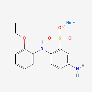 molecular formula C14H15N2NaO4S B12752941 Benzenesulfonic acid, 5-amino-2-((2-ethoxyphenyl)amino)-, monosodium salt CAS No. 75199-02-9