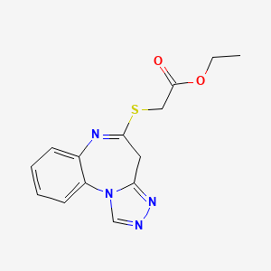 molecular formula C14H14N4O2S B12752953 Acetic acid, (4H-(1,2,4)triazolo(4,3-a)(1,5)benzodiazepin-5-ylthio)-, ethyl ester CAS No. 137731-27-2