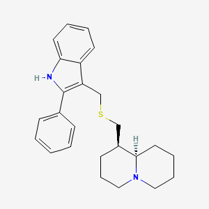 molecular formula C25H30N2S B12752976 (1R-trans)-Octahydro-1-((((2-phenyl-1H-indol-3-yl)methyl)thio)methyl)-2H-quinolizine CAS No. 156171-15-2