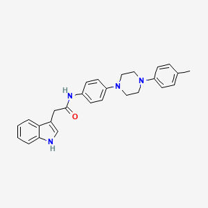 molecular formula C27H28N4O B12752986 1H-Indole-3-acetamide, N-(4-(4-(4-methylphenyl)-1-piperazinyl)phenyl)- CAS No. 81807-90-1
