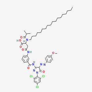 molecular formula C49H64Cl3N7O7 B12753010 N-(3-(((4,5-Dihydro-4-((4-methoxyphenyl)azo)-5-oxo-1-(2,4,6-trichlorophenyl)-1H-pyrazol-3-yl)amino)carbonyl)phenyl)-N2-(2-methylpropionyl)-N2-octadecyl-DL-asparagine CAS No. 97171-73-8