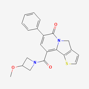 molecular formula C21H18N2O3S B12753027 Azetidine, 1-((4,6-dihydro-6-oxo-7-phenylthieno(2,3-a)indolizin-9-yl)carbonyl)-3-methoxy- CAS No. 141389-00-6