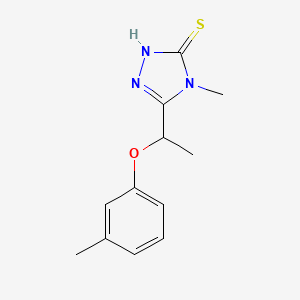 molecular formula C12H15N3OS B1275304 4-methyl-5-[1-(3-methylphenoxy)ethyl]-4H-1,2,4-triazole-3-thiol CAS No. 588673-54-5