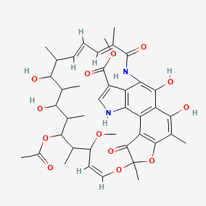 molecular formula C41H50N2O13 B12753068 methyl (9Z,19E,21E)-13-acetyloxy-2,15,17,32-tetrahydroxy-11-methoxy-3,7,12,14,16,18,22-heptamethyl-6,23-dioxo-8,33-dioxa-24,29-diazapentacyclo[23.6.1.14,7.05,31.026,30]tritriaconta-1(31),2,4,9,19,21,25(32),26(30),27-nonaene-27-carboxylate CAS No. 102366-76-7