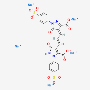 molecular formula C23H12N4Na5O12S2+ B12753087 Pentasodium 4-(3-(3-carboxylato-5-oxido-1-(4-sulphonatophenyl)-1H-pyrazol-4-yl)allylidene)-4,5-dihydro-5-oxo-1-(4-sulphonatophenyl)-1H-pyrazole-3-carboxylate CAS No. 94313-66-3