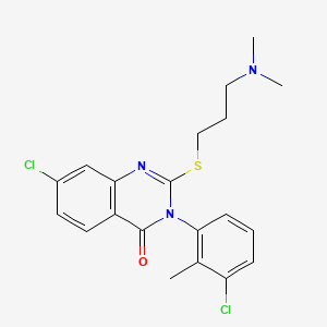 molecular formula C20H21Cl2N3OS B12753100 4(3H)-Quinazolinone, 7-chloro-3-(3-chloro-2-methylphenyl)-2-((3-(dimethylamino)propyl)thio)- CAS No. 118449-23-3