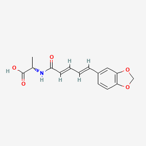 molecular formula C15H15NO5 B12753138 N-(5-(1,3-Benzodioxol-5-yl)-1-oxo-2,4-pentadienyl)alanine CAS No. 90778-75-9